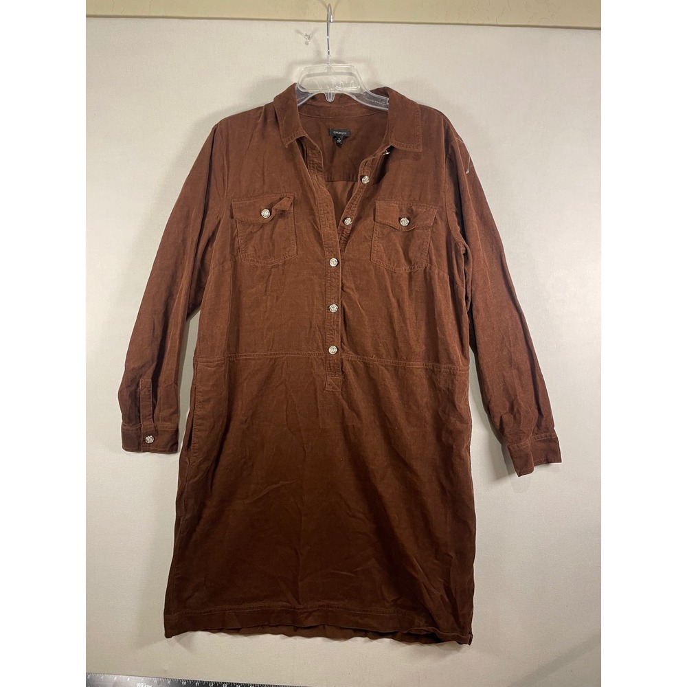 Talbots Womens Brown Corduroy Long Sleeve Button Front Shirt Dress Size 16 - Picture 2 of 8